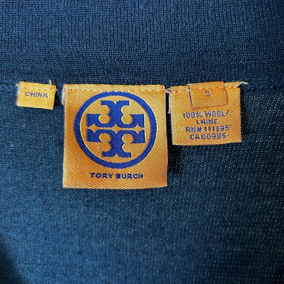 Tory Burch Black 100% Merino Wool V-Neck Long Sleeve Cardigan Sweater Size S - Picture 4 of 11